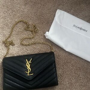 Yves Saint Laurent Black Quilted Leather Chain Bag